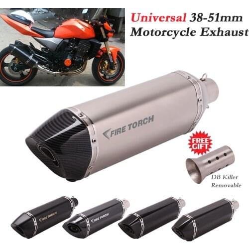 Slip On 470MM 570MM Universal Motorcycle Exhaust Pipe Escape Moto Muffler Removable DB Killer 51MM For R3 Z900 AK550 CBR500 Nmax