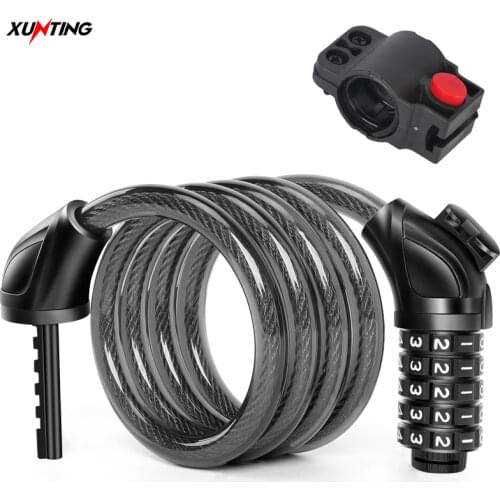 Xunting Mountain Bike Lock Electric Stainless Steel Password Fixed Portable Anti Theft Steel Wire Chain Lock Bike Accessories