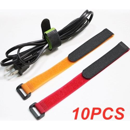 10PCS Reverse Buckle Nylon Hook Loop Cable Ties Straps Sticky Fastener Tape Office School Organization Accessories 20cm 30cm