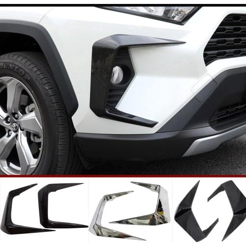 2Pcs ABS Car Front Foglight Eyebrow Eyelid Frame Cover Fog Lamp Protector Stickers For Toyota RAV4 RAV 4 2019 2020 Accessories