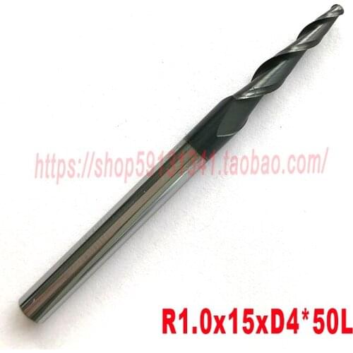2pcs/lot R1*D4*15*50L*2F HRC55 Tungsten solid carbide Tapere Ball Nose EndMills milling cutter wood knife tools cnc router bits