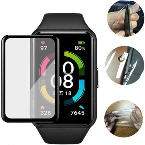 2pcs Curved Edge Full Coverage HD Clear Protective Film Huawei Honor Band 6 Tempered Glass HUAWEI Watch Protector Cover Film