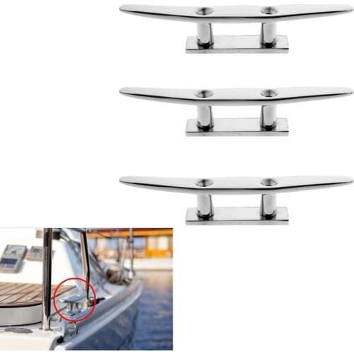 3pcs Stainless Steel Low Flat Cleat 8inch for Watercraft, Boat, Yacht