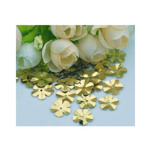 300pcs/lot Flower Sequins 20mm PVC Decoration Sewing DIY Wedding Craft Scrapbook For Clothing Light Gold