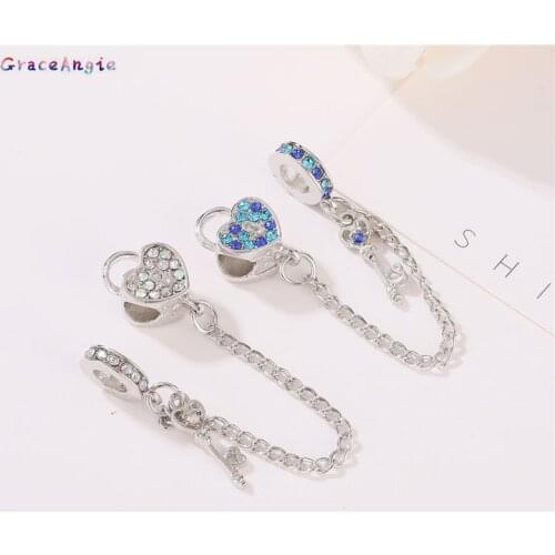 5PCS Love Heart Chain Fit Women Bracelet Bangle DIY Jewelry Findings Crystal Beads Charm Bangle Hole size4.5mm DIY Bracelet