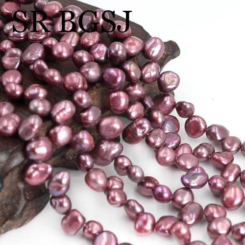 7-8mm Purple Button Reborn Natural Freshwater Pearls Beads Baroque Spacer Perles For DIY Jewelry Making 14"