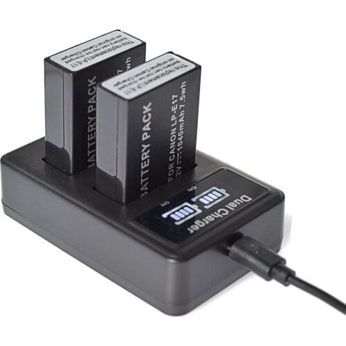 2 LP-E17 Battery +LCD Charger for Canon KISS X8i X9i Rebel SL2 T6i T6s EOS M3