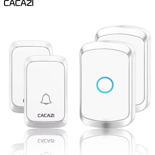 CACAZI Wireless Door Bell Waterproof Battery 2 Transmitter 2 Receiver US EU UK AU Plug Home Bell Wireless Ring Bell Chime