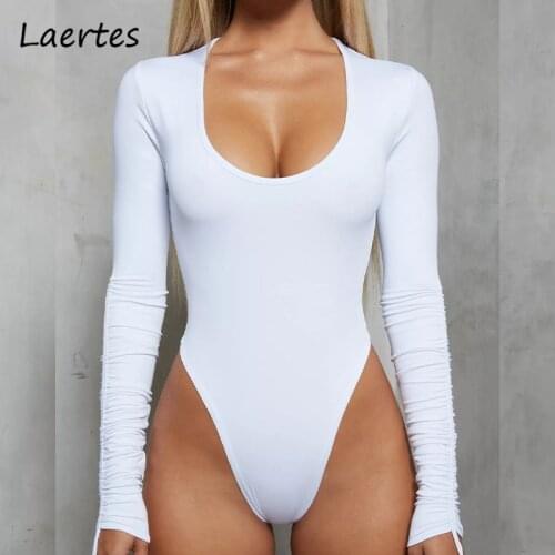 Laertes Autumn Winter Bodysuit Women Sexy Long Sleeveless O Neck Drawsting Lace-up short Jumpsuit Female bodysuit