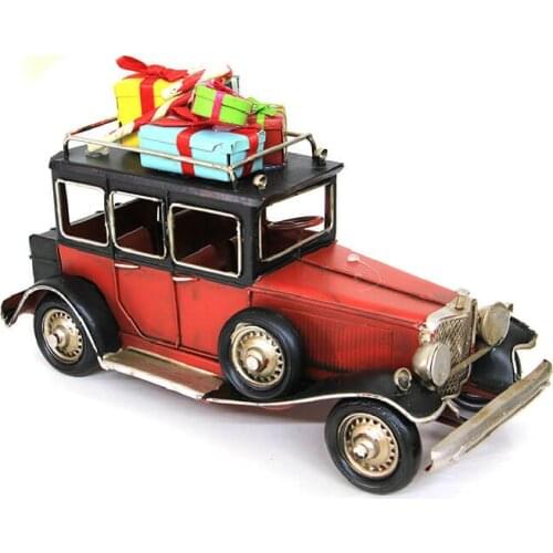 Decorative Metal Car Classic Red -Rinket, Miniature, Gift, Nostalgic, Vintage, Handmade, hand Painted, Quality Durable
