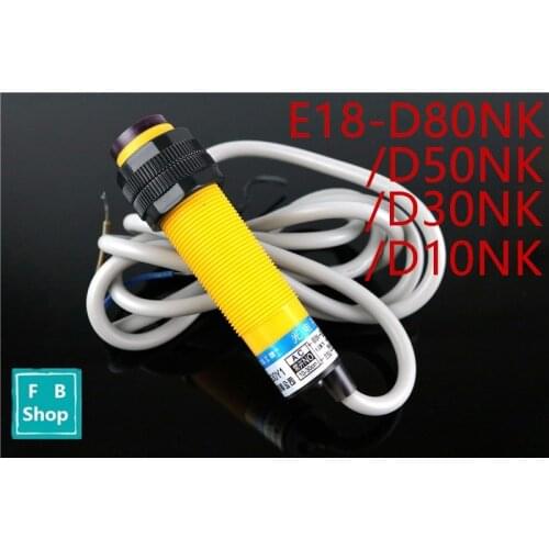 1pcs E18-D80NK/D50NK/D30NK/D10NK DC 5V NPN NO 3-Wire Infrared Obstacle Avoidance Photoelectric Sensor Proximity Switch 80cm Dete