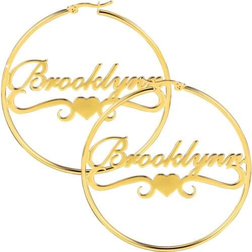 Hot Selling Hip Hop Circle Name Earrings Sexy Hoop Nameplate Earrings Personalized Customized Name Earrings