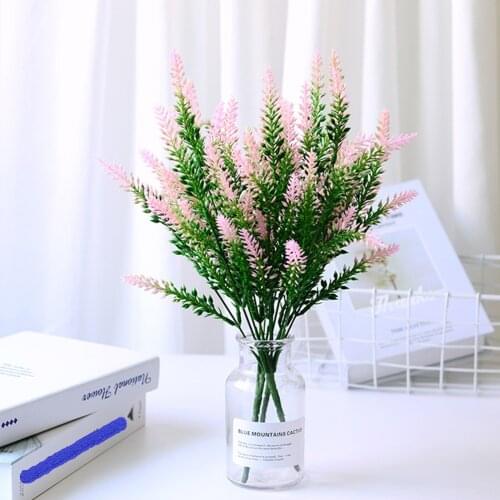 Fake Artificial Flowers For Home Decor Indoor Lavender Faux Plastic Purple Flowers For Outdoors Home Decoration Accessories