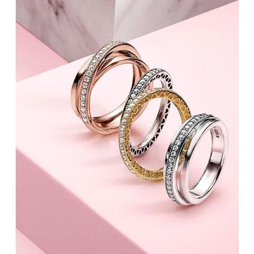 Kakany Popular 925 Sterling Silver Engagement Ring Layered Ring Sparkling Cz Gift Fashion Jewelry Birthday Gift For Girlfriend