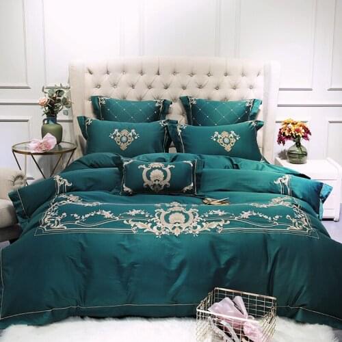 Egyptian cotton embroidery Bedsheet set Quilt/Duvet cover Bed set Pillowcase Luxury Bedding set Queen King size 4Pieces