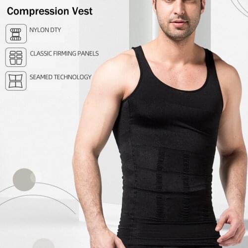 Mens Slimming Body Shaper Vest Compression Shirt Gym Workout Tank Top Sleeveless Abdomen Shapewear Waist Trainer Tummy Control