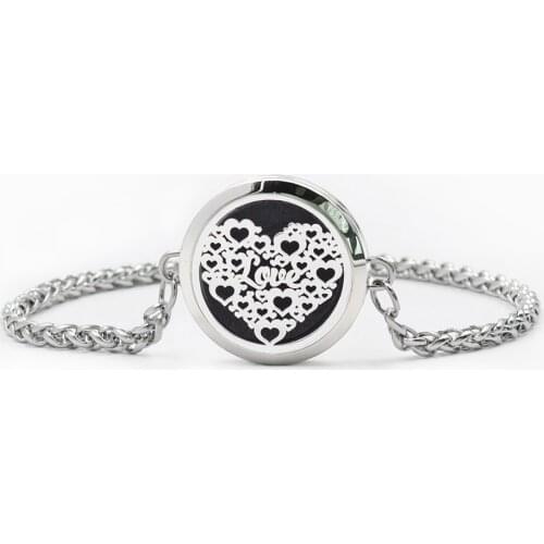 More options Love and heart 316L Stainless Steel 30mm Aromatherapy Locket Bracelet Adjustable chain bracelet diffuser Locket