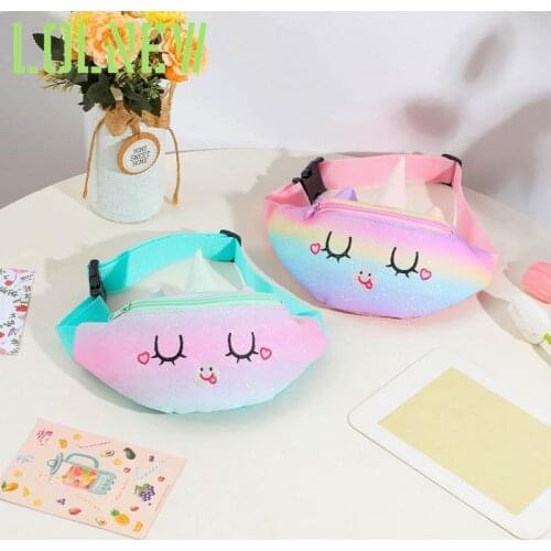 Fashion Fanny Pack Rainbow Colors Print ChildrenS Shoulder Belt Bags Kids Phone Pouch Cartoon Unicorn Waist Bag For Women/Girl