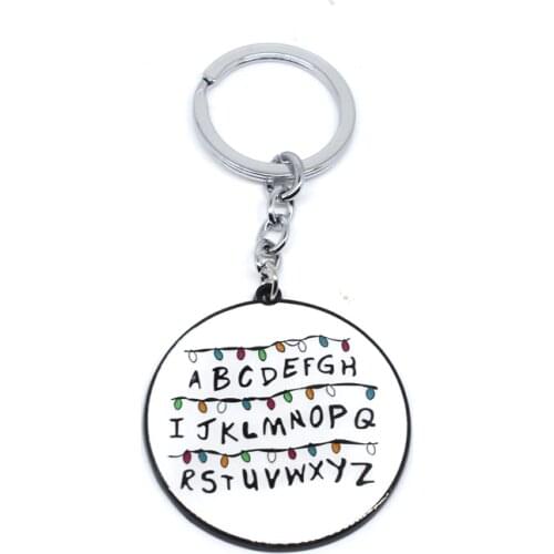 Fashion Jewelry Stranger Things Letter Logo Keychain Alphabet Light Wall Monster Charms Key Chain For Women Men Pendant Jewelry