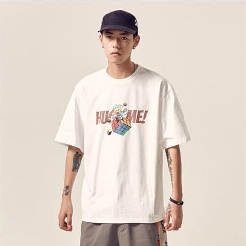 Men Harajuku Shirt Fashion Print Short Sleeve Tops Male Summer Casual Oversized Cotton Loose T Shirt