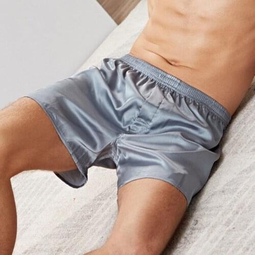 Mens Satin Silk Five-point Shorts Loose Pajamas Classic Solid Color Boxer Panties beach pants 3XL Underwear Short Men Sleepwear