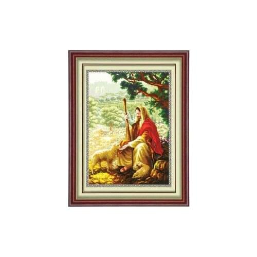 Needlework,DMC Cross stitch,Set For Embroidery kit,Shepherd Jesus Christ Pattern Counted Cross-Stitch, portrait Love Sewing Kit