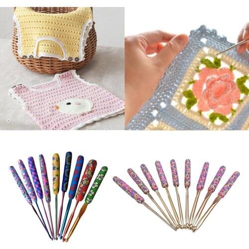 9pcs Crochet Hooks Set, Colorful Soft Grip Handles and Aluminum Crochet Needles