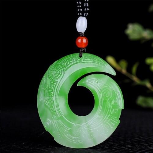 Natural Chinese Turquoise Hand-carved Reincarnation Jade Pendant Fashion Boutique Jewelry Mens and Womens Color Jade Necklace
