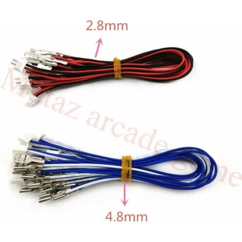 20PCS 2.8mm 4.8mm terminal female connector with 2 pin plug Cable joystick /button wires For Arcade Game Machines Accessories