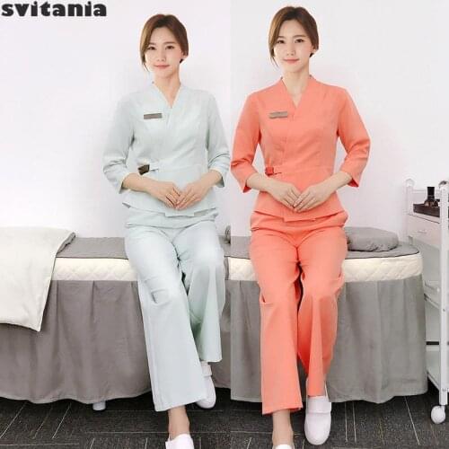 Svitania Work Clothes Women Spa Health Salon Beautician Manicurist Uniform Waiter Cleaning Work Clothing