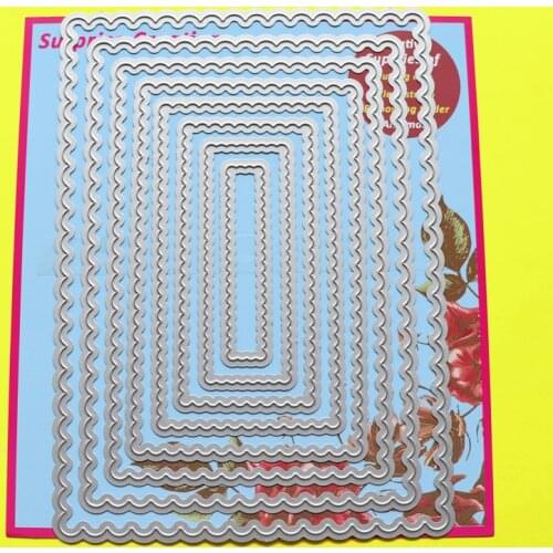 Cutting Dies 5x7" Scalloped Rectangles Cardmaking Scrapbook DIY Craft Surprise Creation Metal Stencil