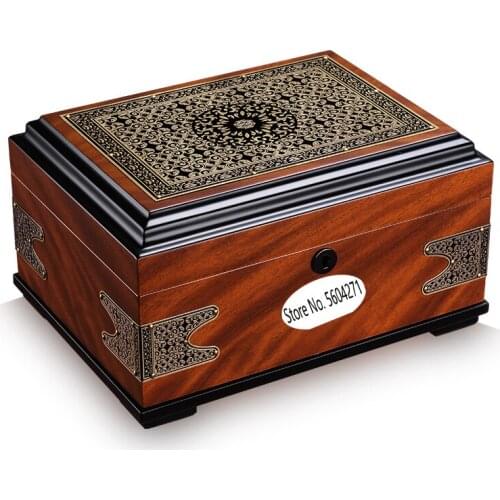 Luxury christmas gift cedar wood Cigar box large capacity double layer vintage moisturizing box cigar cabinet humidor HB-1052