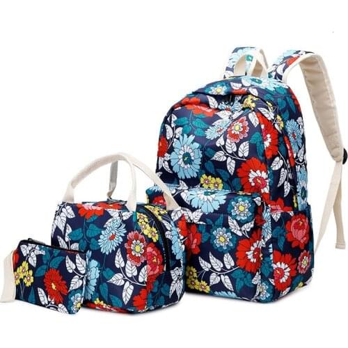 3Pcs girls flower school backpack kids school bag set chinese style pen pencil bag floral backpacks for children bookbag