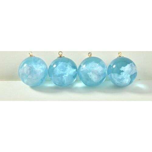 Blue sky white clouds resin round pendant diy earrings jewelry necklace material accessories
