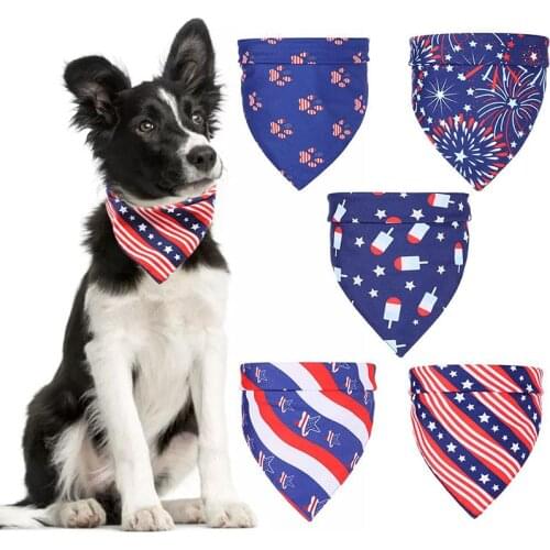 Dog Triangle Scarf American Flag Independence Day Bibs 4th Of July Dog Bandanas Pet Saliva Towels For Small Medium Large Dogs