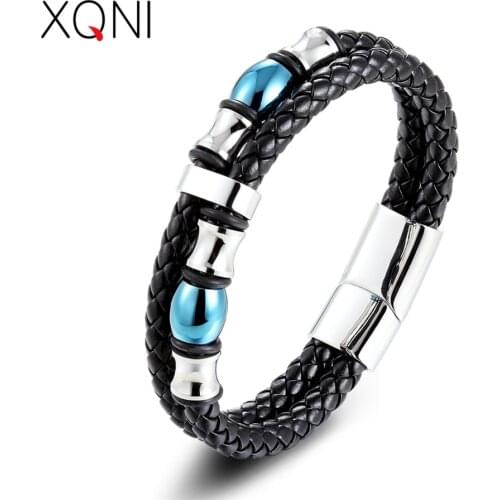 XQNI Special Design Double Layer Genuine Leather Bracelet for Women Men Commemorative Significance Jewelry For Birthday Gift