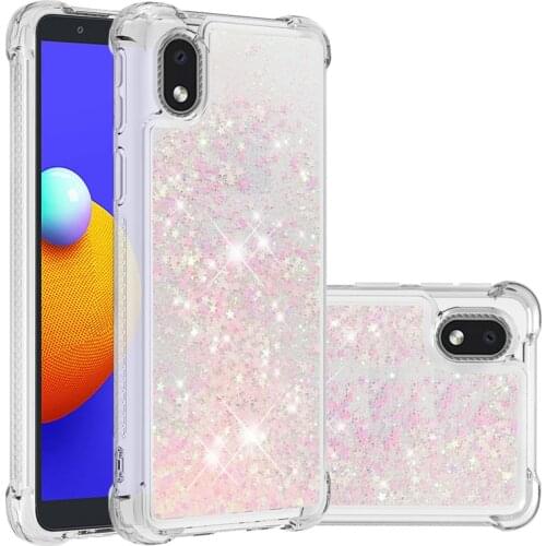 Quicksand Phone Case For Samsung Galaxy A01 Core Glitter Star Sequins Dynamic Liquid Soft shockproof Airbag Back Cover