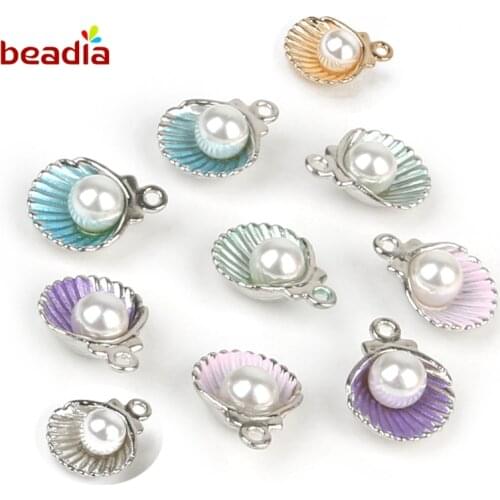 10-12pieces Rhodium & Alloy Cute Shell Charms for Jewelry Making Fit Bracelet Jewlery Findings Necklace Earrings DIY Craft
