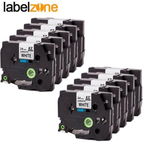 10Pcs 24mm Tze251 Black on White Tz-251 Compatible for Brother P-touch Label Printers Laminated Tze Label Tape Tze-251 Tz251