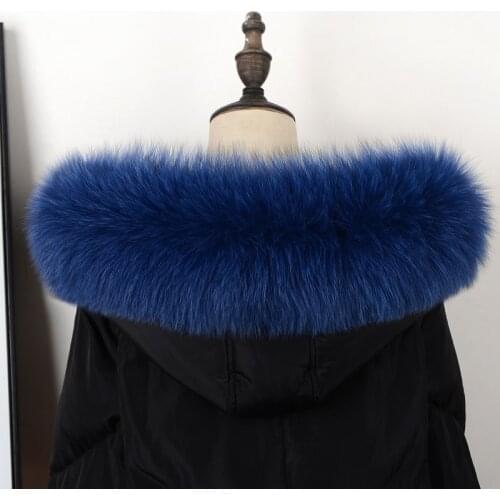 100% real fox fur collar coat fur hat long winter jacket down jacket general fur collar womens long warm real fur scarf