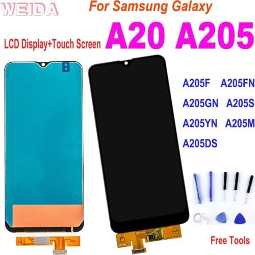100% Tested 6.4" LCD for Samsung A20 A205 SM-A205F A205FN LCD Display Touch Screen Digitizer Assembly for Samsung A20 LCD A205S