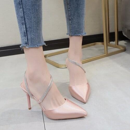 2020 Fashion High Heels Satin Pointed Toe Heeled Ankle Buckle Strap Prom Evening Wedding Party Women Dress Pumps shoes U22-20