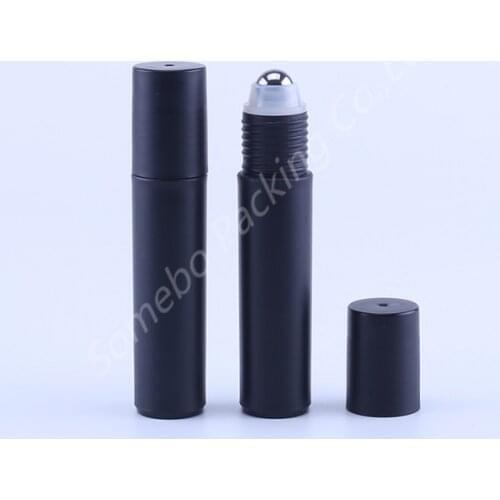 500PCS 10ml Black Plastic Essential Oil Roller Bottles with Steel Roller Balls Aromatherapy Perfumes Lip Balms Roll On Bottles