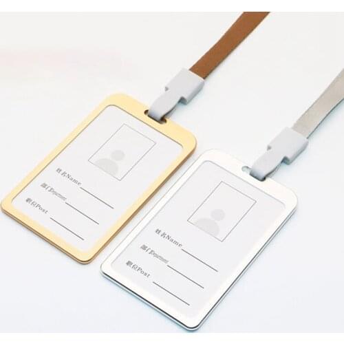 Aluminum Alloy Vertical ID Badge Holder Bank Credit Card Bus Cards Case Cover Holders Office School Stationery