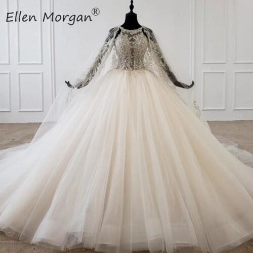 Ivory Ball Gowns Wedding Dresses Cape 2020 Real Photos Boat Neck Lace up Corset Tulle Custom Made Chinese Vestido de Novia