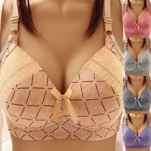 Push Up Bra for Women Plus Size Underwear Wireless Soft Seamless Brassiere Large Cup Bralette Cotton Comfortable Lattice Bras