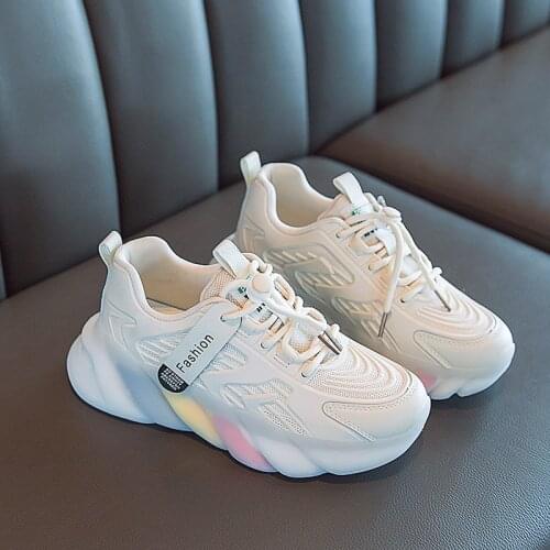 Kids shoes Sports shoes 2021 autumn new white hollow mesh breathable sneakers Non-slip and wear-resistant Boys sneakers