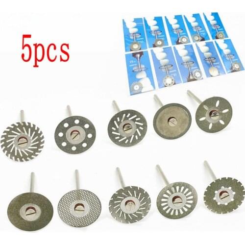 5pc/set Dental Ultra-thin Double Sided Sand Porcelain Diamond Cutting Disc Mandrel Diamond Disc Dentistry Polishing Tools