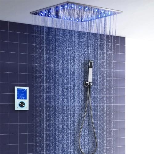 Luxury Thermostat Shower System LCD Spray Rain Shower Panel Touch Screen Control Smart Shower Set In Wall