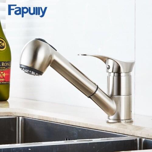 Fapully Pull Out Kitchen Faucet 360 Degree Swivel Water-Saving Spray Kitchen Water Mixer Tap Vessel Vanity Sink Faucet 165-33N